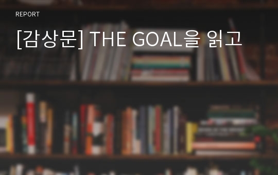 [감상문] THE GOAL을 읽고