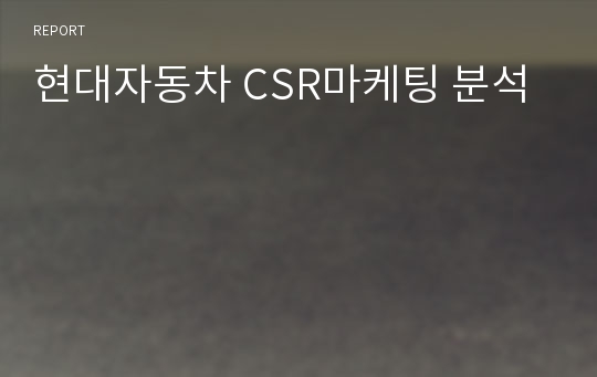 현대자동차 CSR마케팅 분석