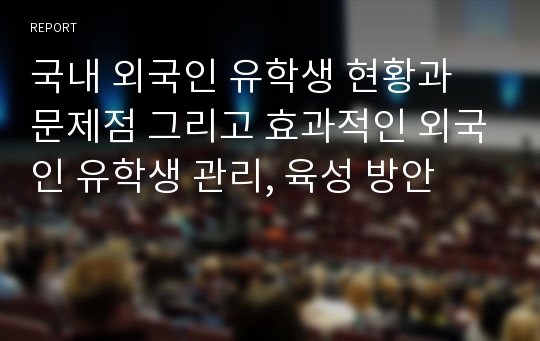 국내 외국인 유학생 현황과 문제점 그리고 효과적인 외국인 유학생 관리, 육성 방안