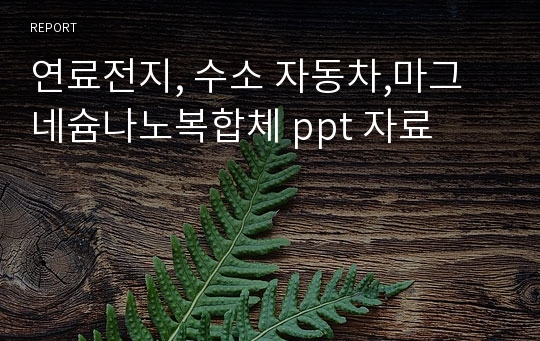 연료전지, 수소 자동차,마그네슘나노복합체 ppt 자료