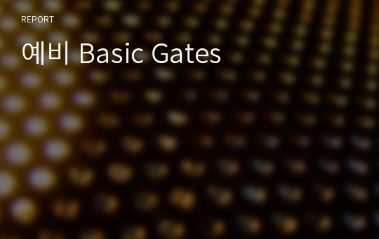 예비 Basic Gates