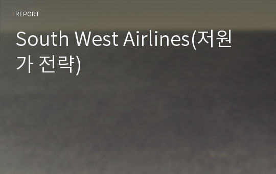 South West Airlines(저원가 전략)
