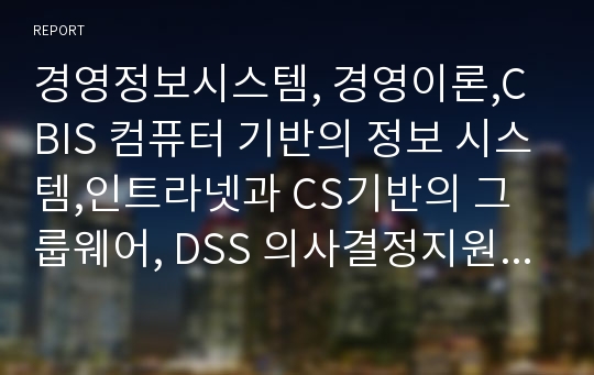 경영정보시스템, 경영이론,CBIS 컴퓨터 기반의 정보 시스템,인트라넷과 CS기반의 그룹웨어, DSS 의사결정지원시스템