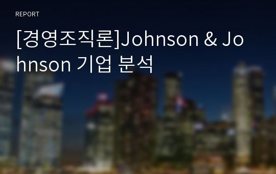 [경영조직론]Johnson &amp; Johnson 기업 분석