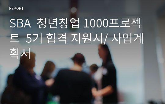 SBA  청년창업 1000프로젝트  5기 합격 지원서/ 사업계획서