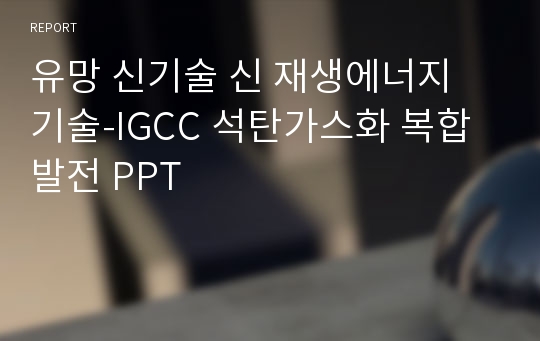 유망 신기술 신 재생에너지 기술-IGCC 석탄가스화 복합 발전 PPT