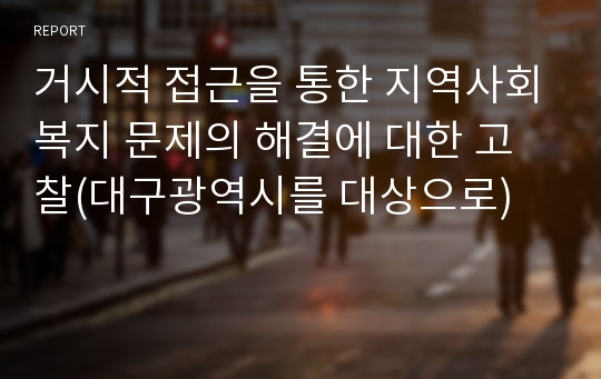 거시적 접근을 통한 지역사회복지 문제의 해결에 대한 고찰(대구광역시를 대상으로)