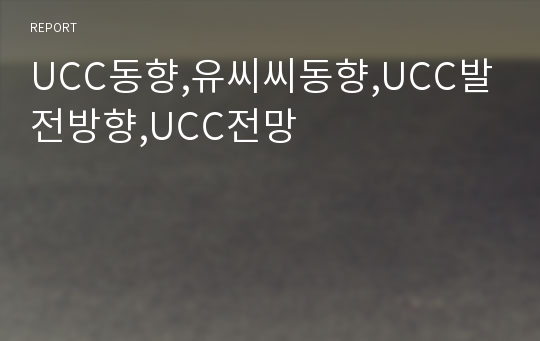 UCC동향,유씨씨동향,UCC발전방향,UCC전망