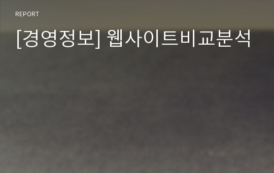 [경영정보] 웹사이트비교분석