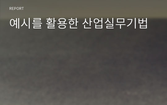 예시를 활용한 산업실무기법