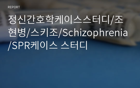 정신간호학케이스스터디/조현병/스키조/Schizophrenia/SPR케이스 스터디