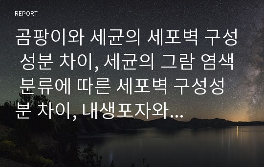 곰팡이와 세균의 세포벽 구성 성분 차이, 세균의 그람 염색 분류에 따른 세포벽 구성성분 차이, 내생포자와 외생포자의 차이