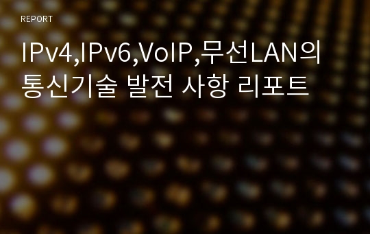 IPv4,IPv6,VoIP,무선LAN의 통신기술 발전 사항 리포트