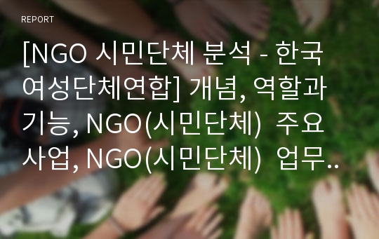 [NGO 시민단체 분석 - 한국여성단체연합] 개념, 역할과 기능, NGO(시민단체)  주요사업, NGO(시민단체)  업무, NGO(시민단체), 결론