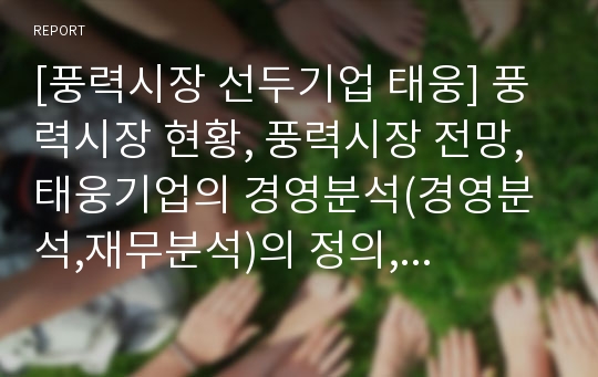 [풍력시장 선두기업 태웅] 풍력시장 현황, 풍력시장 전망, 태웅기업의 경영분석(경영분석,재무분석)의 정의,분류, 기업경영분석(경영분석,재무분석) 등