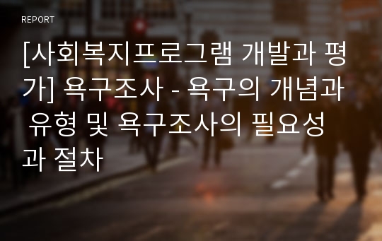 [사회복지프로그램 개발과 평가] 욕구조사 - 욕구의 개념과 유형 및 욕구조사의 필요성과 절차