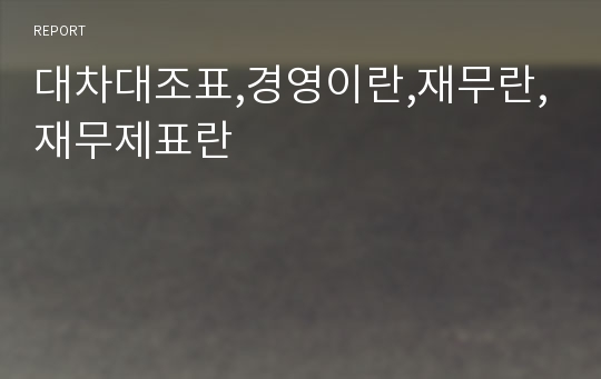 대차대조표,경영이란,재무란,재무제표란