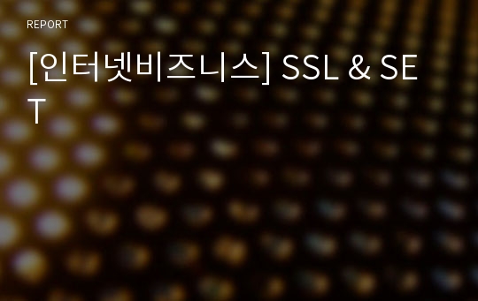 [인터넷비즈니스] SSL &amp; SET