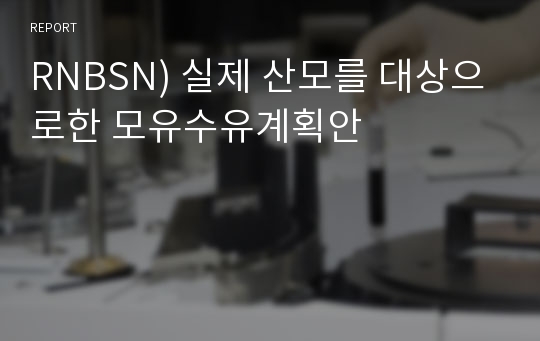 RNBSN) 실제 산모를 대상으로한 모유수유계획안