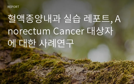 혈액종양내과 실습 레포트, Anorectum Cancer 대상자에 대한 사례연구