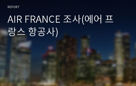 AIR FRANCE 조사(에어 프랑스 항공사)