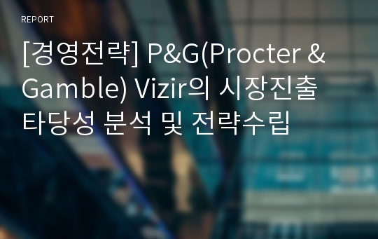 [경영전략] P&amp;G(Procter &amp; Gamble) Vizir의 시장진출 타당성 분석 및 전략수립