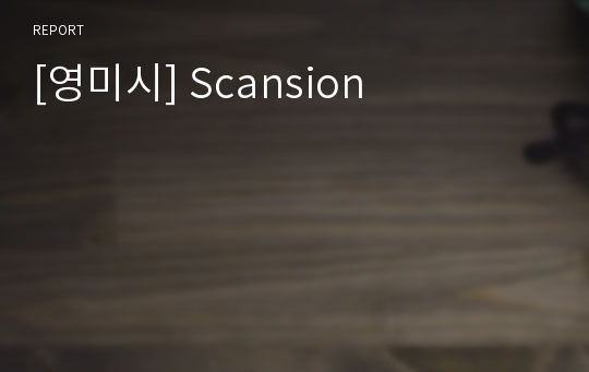 [영미시] Scansion