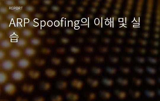 ARP Spoofing의 이해 및 실습