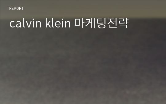 calvin klein 마케팅전략　