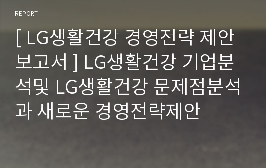 LG생활건강 경영전략 제안