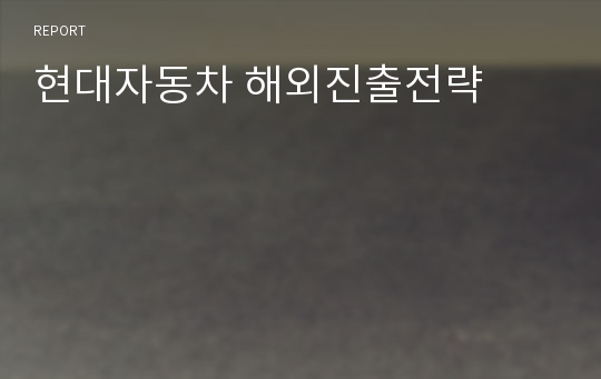 현대자동차 해외진출전략