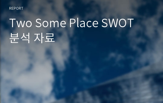 Two Some Place SWOT 분석 자료