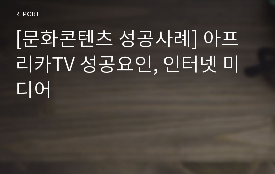 [문화콘텐츠 성공사례] 아프리카TV 성공요인, 인터넷 미디어