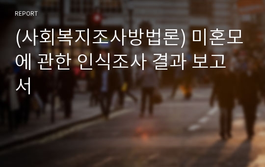 (사회복지조사방법론) 미혼모에 관한 인식조사 결과 보고서