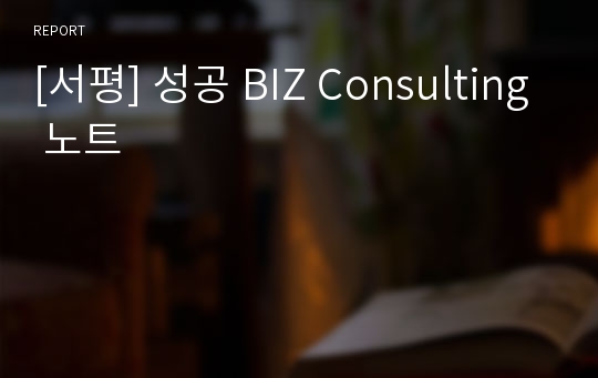 [서평] 성공 BIZ Consulting 노트