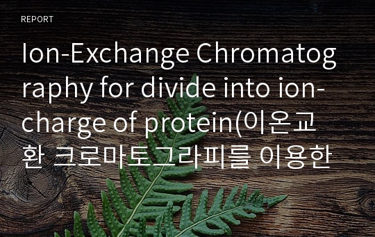 Ion-Exchange Chromatography for divide into ion-charge of protein(이온교환 크로마토그라피를 이용한 단백질 분리)