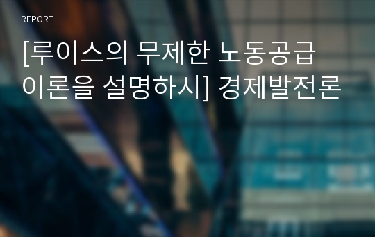 [루이스의 무제한 노동공급 이론을 설명하시] 경제발전론