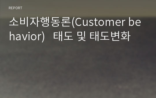 소비자행동론(Customer behavior)   태도 및 태도변화