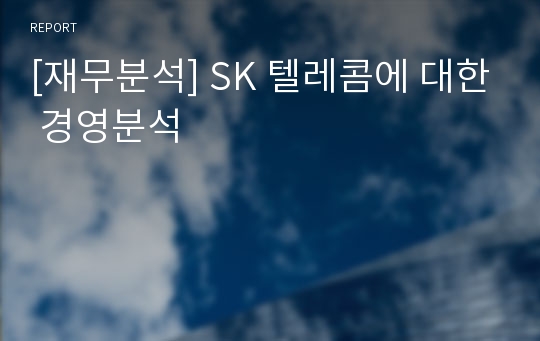 [재무분석] SK 텔레콤에 대한 경영분석
