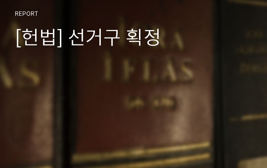 [헌법] 선거구 획정