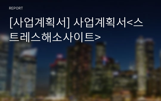 [사업계획서] 사업계획서&lt;스트레스해소사이트&gt;