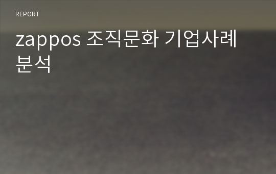 zappos 조직문화 기업사례분석