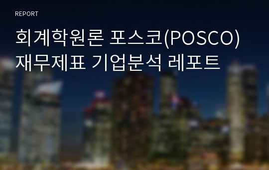 회계학원론 포스코(POSCO) 재무제표 기업분석 레포트