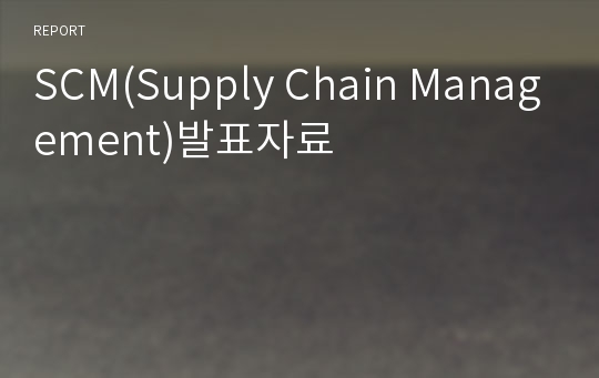 SCM(Supply Chain Management)발표자료