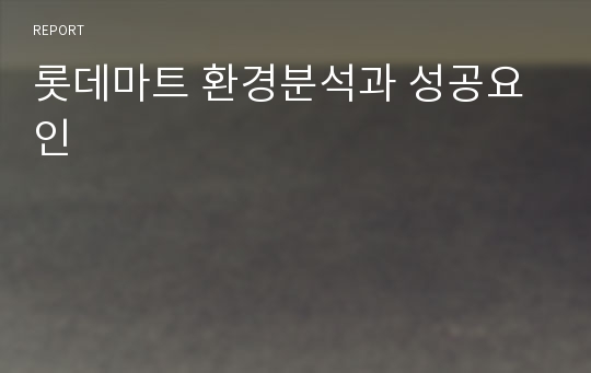 롯데마트 환경분석과 성공요인