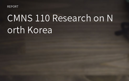 CMNS 110 Research on North Korea