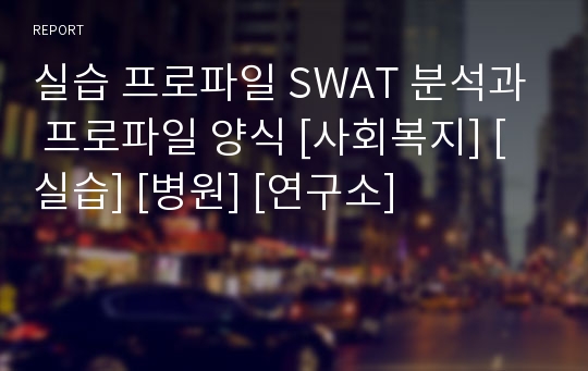 실습 프로파일 SWAT 분석과 프로파일 양식 [사회복지] [실습] [병원] [연구소]