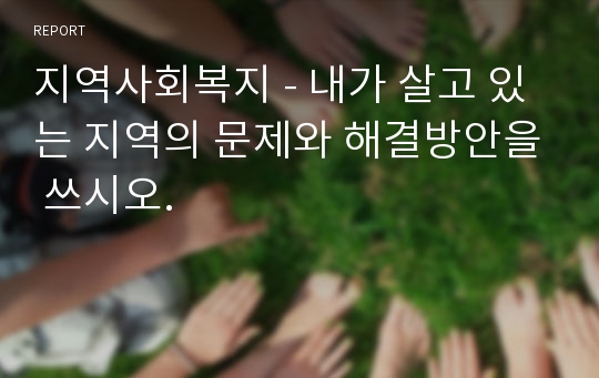 지역사회복지 - 내가 살고 있는 지역의 문제와 해결방안을 쓰시오.