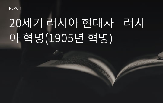 20세기 러시아 현대사 - 러시아 혁명(1905년 혁명)