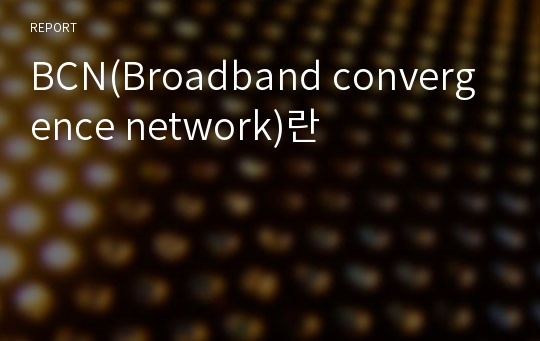 BCN(Broadband convergence network)란